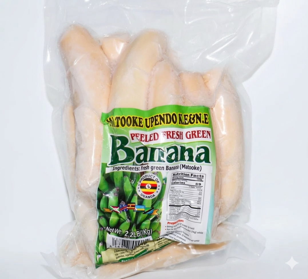 FROZEN AMSTUS PEELED BANANA (MATOKE) - 1KG. (order separately)